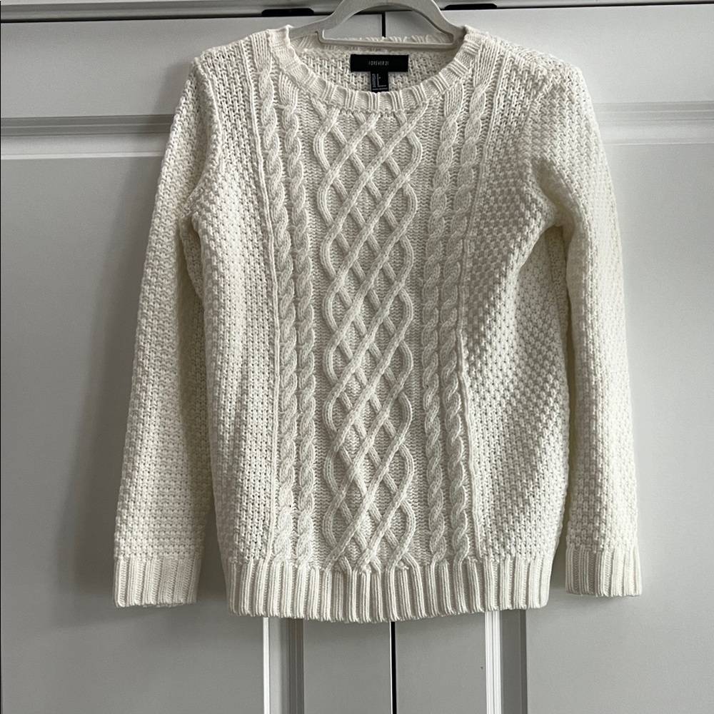 Forever 21 Cream Cable Knit Sweater